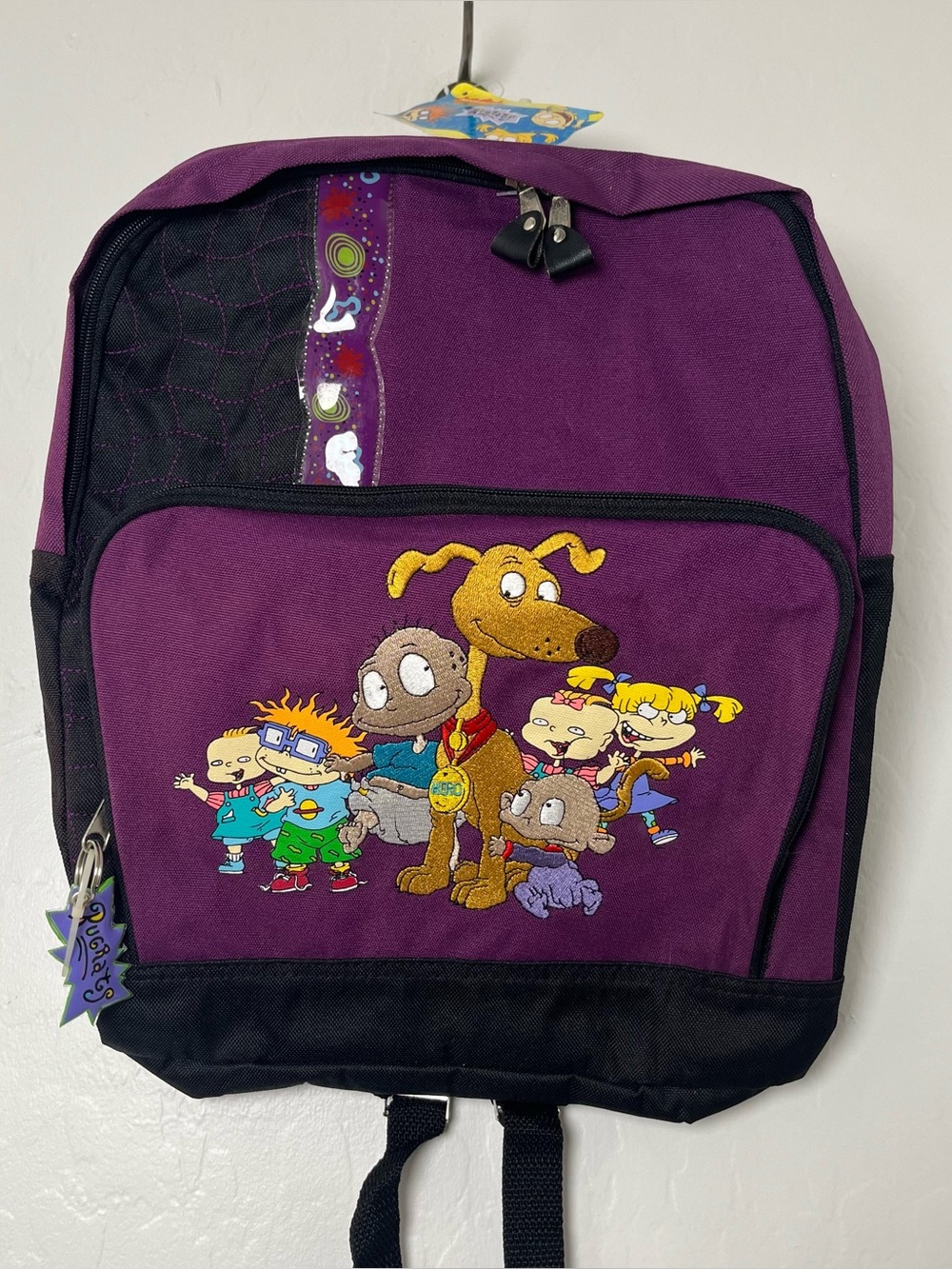 VTG Rugrats Embroidered Purple Backpack 1999 ViaCom Holiday Fair NWT Deadstock